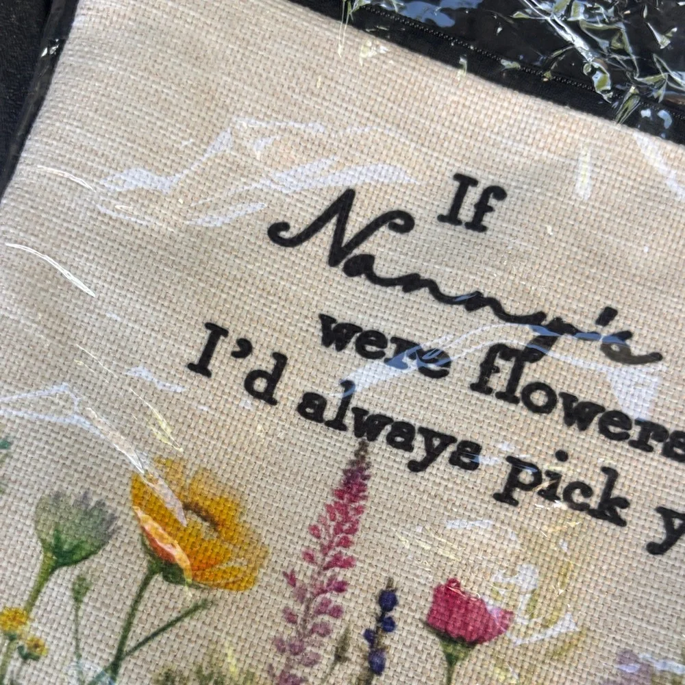 Floral Canvas Pouch with Heartfelt Message for Nanny